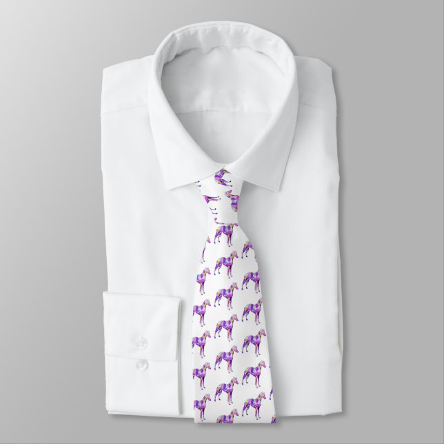 Whippet Italian Greyhound Dog Silhouette White Neck Tie (Tied)
