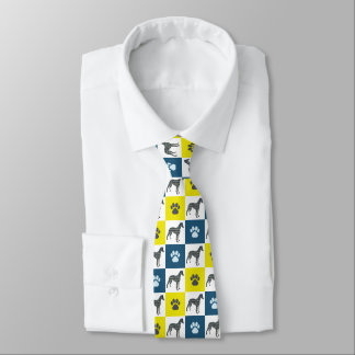Whippet Italian Greyhound Dog Silhouette YnB Paw Neck Tie