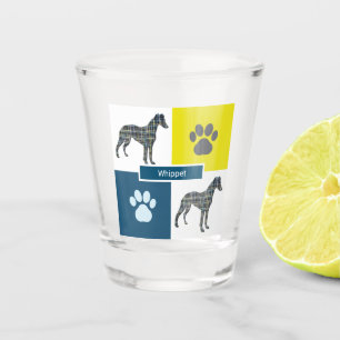 Whippet Italian Greyhound Silhouette Dog & Paw Y&B Shot Glass