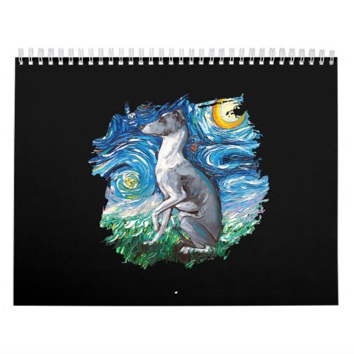 Whippet Italian Greyhound Starry Night Dog Art Calendar