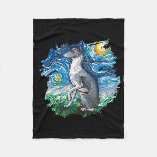 Whippet Italian Greyhound Starry Night Dog Art Fleece Blanket