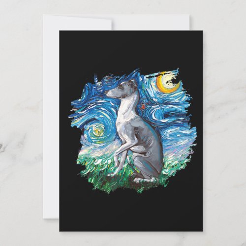 Whippet Italian Greyhound Starry Night Dog Art Invitation