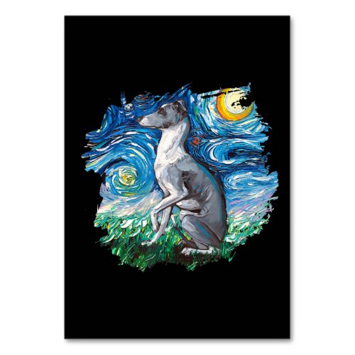 Whippet Italian Greyhound Starry Night Dog Art Table Number