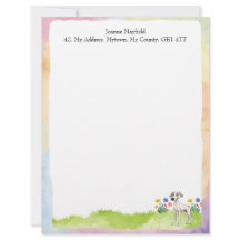 Whippet Letterhead 8.5" x 11" Watercolour Design