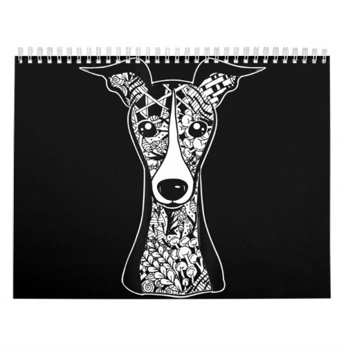 Whippet Lover  Italian Greyhound Face Graphic Art Calendar