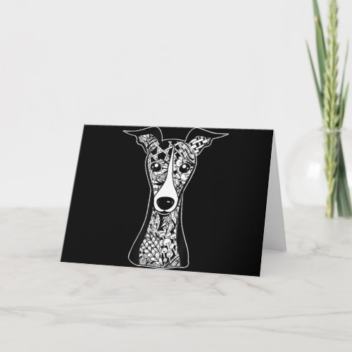 Whippet Lover  Italian Greyhound Face Graphic Art Card
