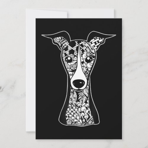 Whippet Lover  Italian Greyhound Face Graphic Art Holiday Card