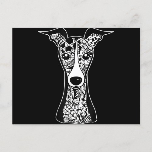 Whippet Lover  Italian Greyhound Face Graphic Art Invitation Postcard