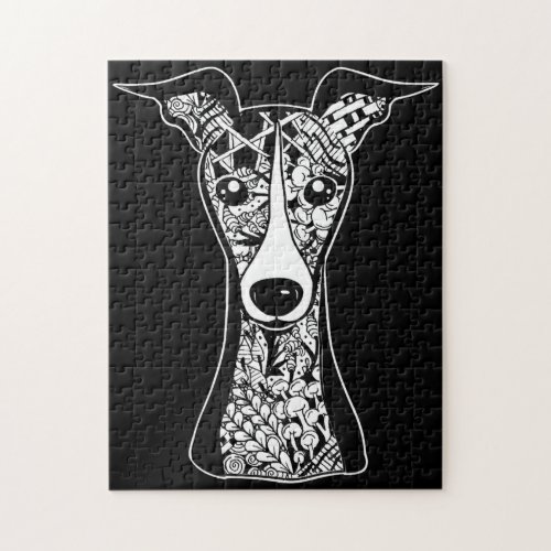 Whippet Lover  Italian Greyhound Face Graphic Art Jigsaw Puzzle