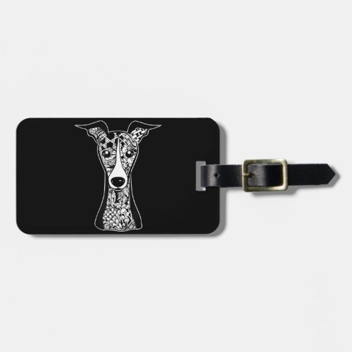 Whippet Lover  Italian Greyhound Face Graphic Art Luggage Tag