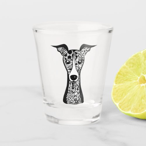 Whippet Lover  Italian Greyhound Face Graphic Art Shot Glass