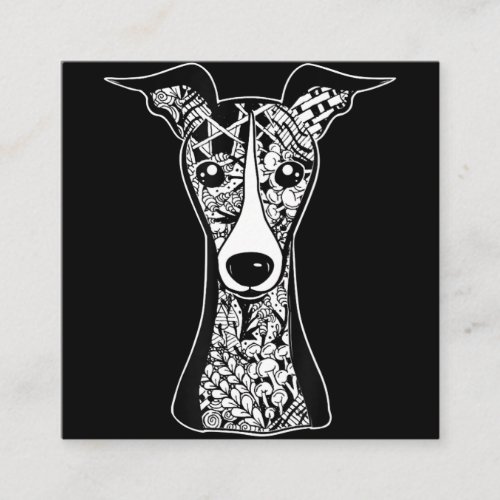 Whippet Lover  Italian Greyhound Face Graphic Art Square Business Card