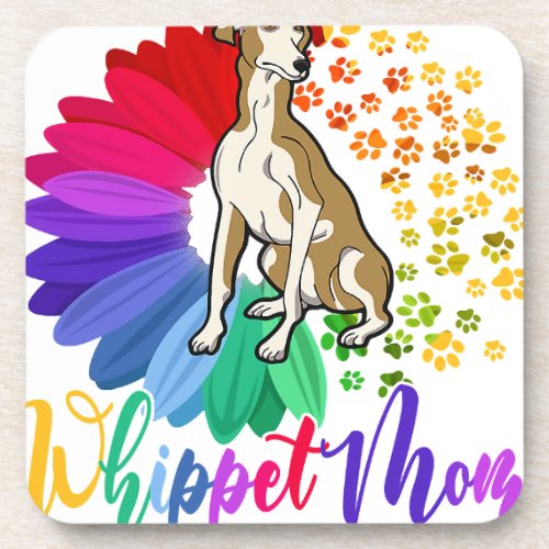 Whippet Mom A Half Sunflower  Whippet Dog Lover Beverage Coaster