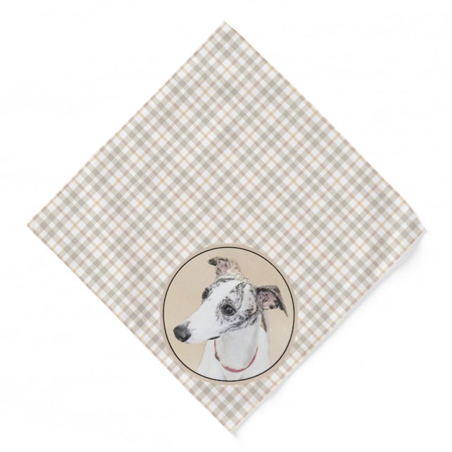 Whippet Painting Brindle White Original Dog Art Bandana (Front)