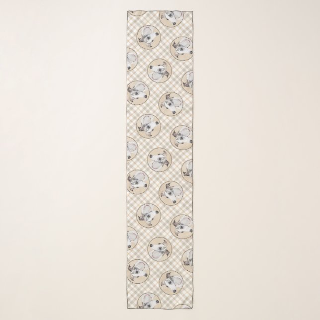 Whippet Painting Brindle White Original Dog Art Scarf (Front)