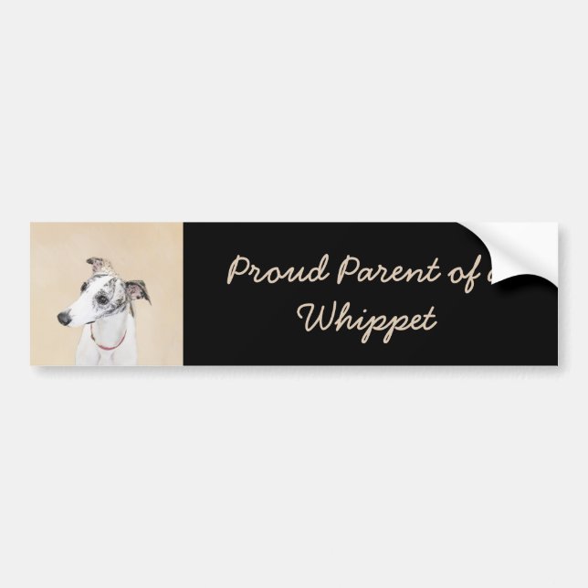 Whippet Painting - Cute Original Dog Art Bumper Sticker (Front)