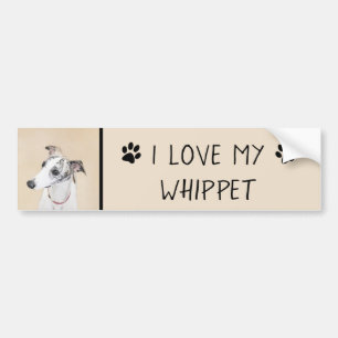 Whippet Painting - Cute Original Dog Art Bumper Sticker