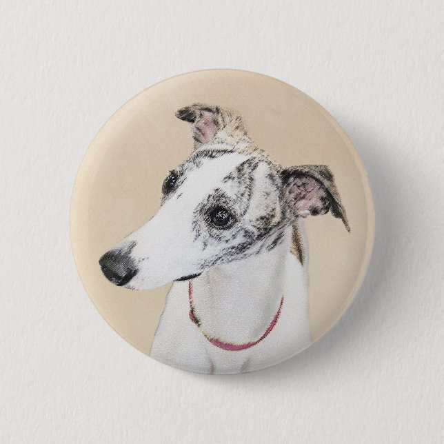 Whippet Painting - Cute Original Dog Art Button (Front)