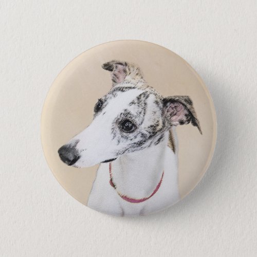Whippet Painting _ Cute Original Dog Art Button