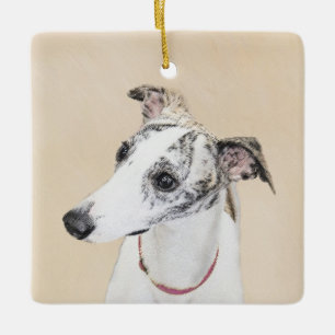 Whippet Painting - Cute Original Dog Art Ceramic Ornament