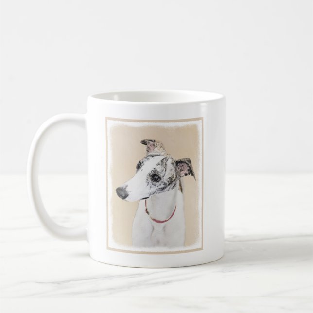 Whippet Painting - Cute Original Dog Art Coffee Mug (Left)