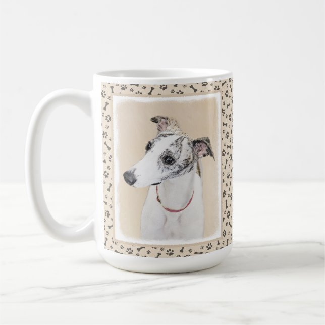 Whippet Painting - Cute Original Dog Art Coffee Mug (Left)