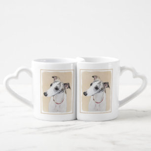 Whippet Painting - Cute Original Dog Art Coffee Mug Set