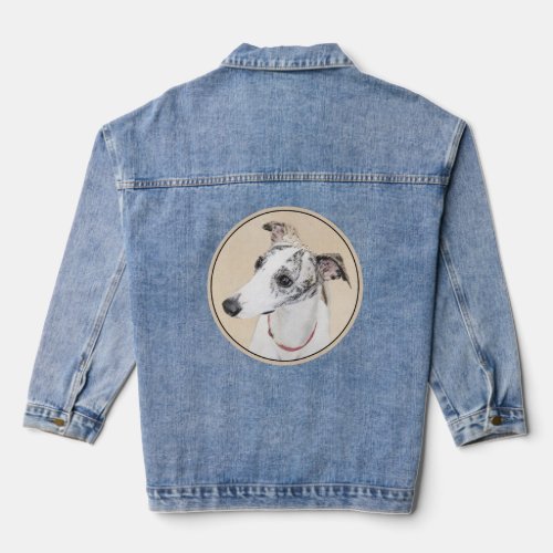 Whippet Painting _ Cute Original Dog Art Denim Jacket