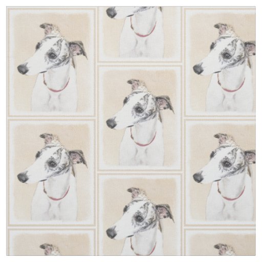 Whippet Painting - Cute Original Dog Art Fabric