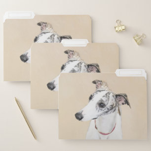 Whippet Painting - Cute Original Dog Art File Folder