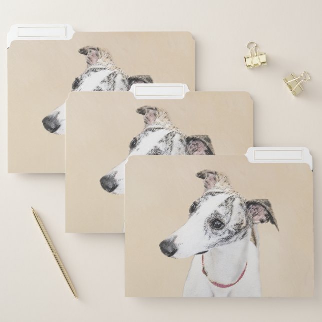 Whippet Painting - Cute Original Dog Art File Folder (Set)