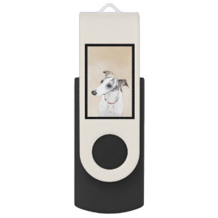Whippet Painting - Cute Original Dog Art Flash Drive