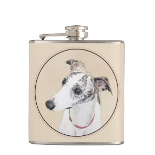 Whippet Painting - Cute Original Dog Art Flask