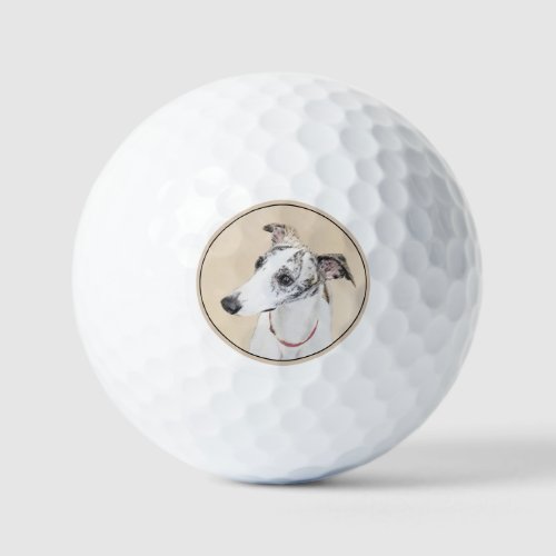 Whippet Painting _ Cute Original Dog Art Golf Balls