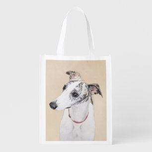 Whippet Painting - Cute Original Dog Art Grocery Bag