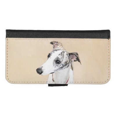 Whippet Painting - Cute Original Dog Art iPhone 8/7 Wallet Case