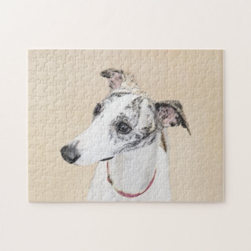 Whippet Painting _ Cute Original Dog Art Jigsaw Puzzle