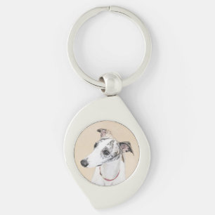 Whippet Painting - Cute Original Dog Art Keychain