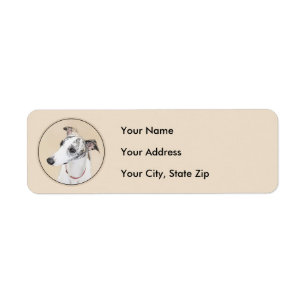 Whippet Painting - Cute Original Dog Art Label