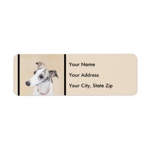 Whippet Painting - Cute Original Dog Art Label