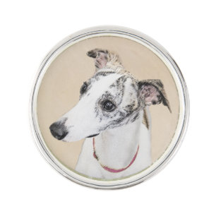 Whippet Painting - Cute Original Dog Art Lapel Pin