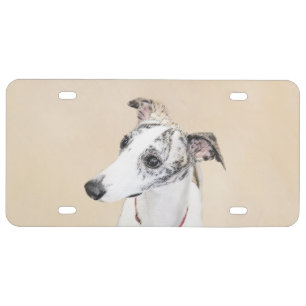 Whippet Painting - Cute Original Dog Art License Plate