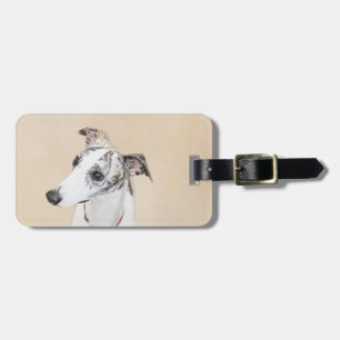 Whippet Painting - Cute Original Dog Art Luggage Tag