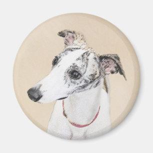 Whippet Painting - Cute Original Dog Art Magnet