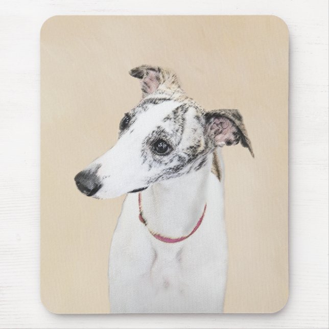 Whippet Painting - Cute Original Dog Art Mouse Pad (Front)