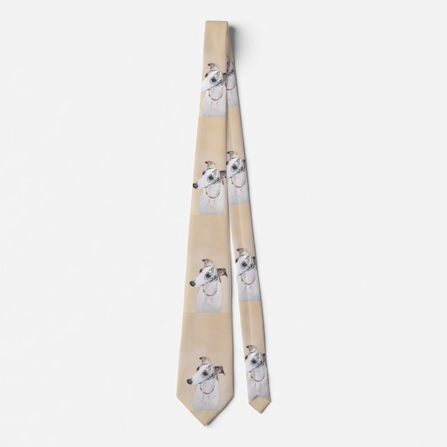 Whippet Painting - Cute Original Dog Art Neck Tie (Front)