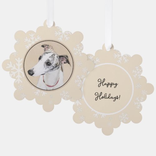 Whippet Painting _ Cute Original Dog Art Ornament Card