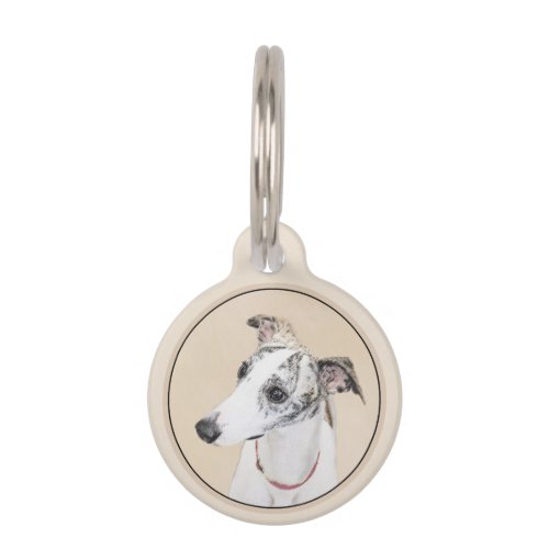 Whippet Painting _ Cute Original Dog Art Pet ID Tag