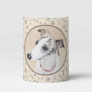 Whippet Painting - Cute Original Dog Art Pillar Candle