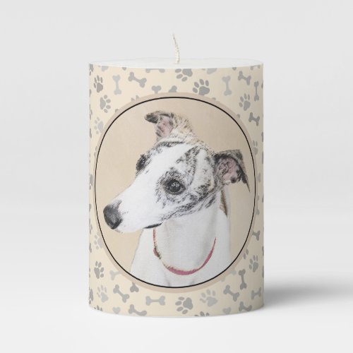 Whippet Painting _ Cute Original Dog Art Pillar Candle